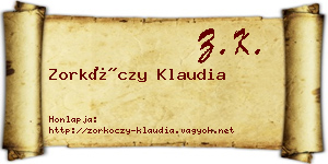 Zorkóczy Klaudia névjegykártya