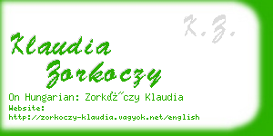 klaudia zorkoczy business card